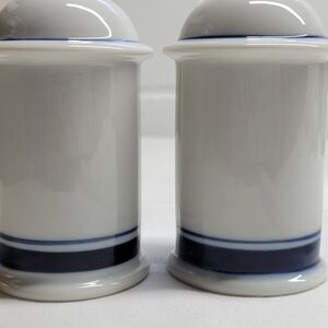 Dansk Christianshavn White and Blue Porcelain Salt & Pepper Shakers